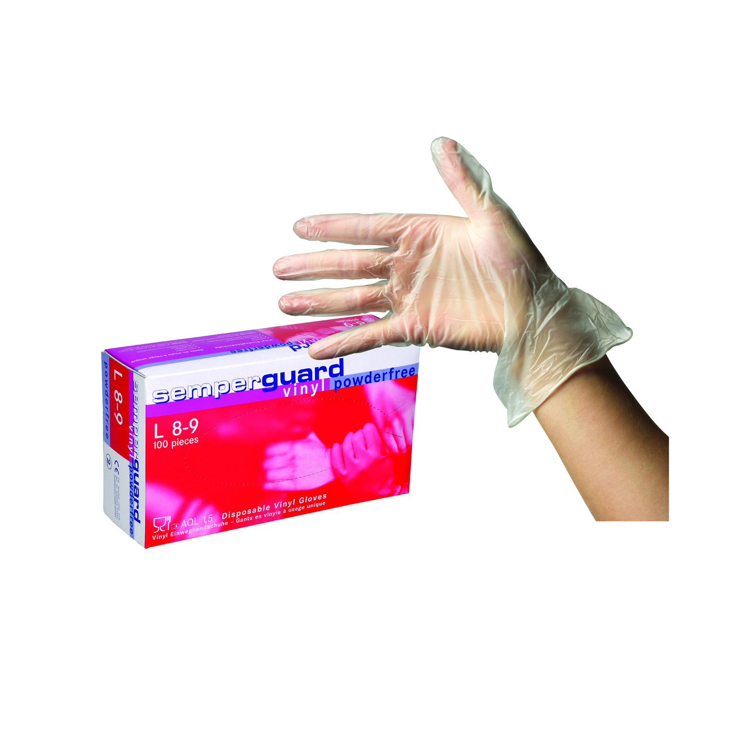 Handske Semperguard Vinyl pudderfri str. L-0 Handske Semperguard Vinyl pudderfri str. L-0